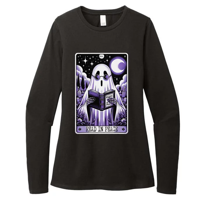 Ghost Reading Book Tarot Card Read In Peace Halloween Womens CVC Long Sleeve Shirt