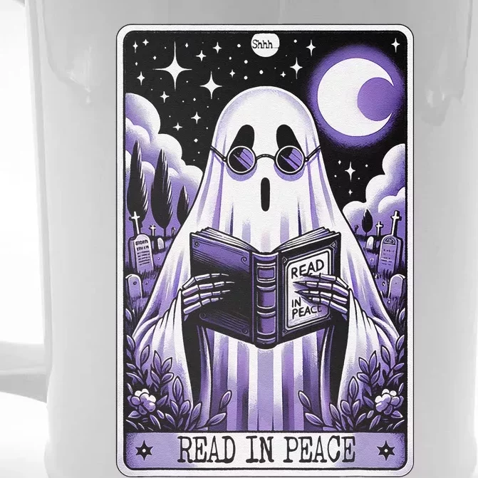 Ghost Reading Book Tarot Card Read In Peace Halloween Front & Back Beer Stein