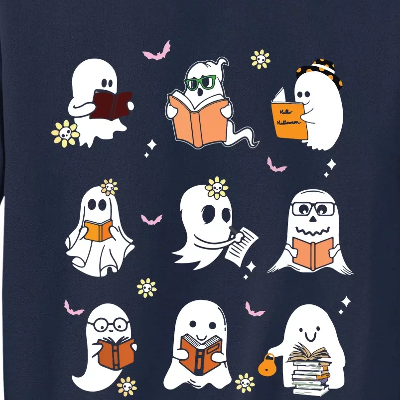 Ghosts Reading Books Teacher Halloween Librarian Tall Sweatshirt