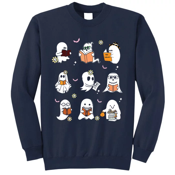 Ghosts Reading Books Teacher Halloween Librarian Tall Sweatshirt