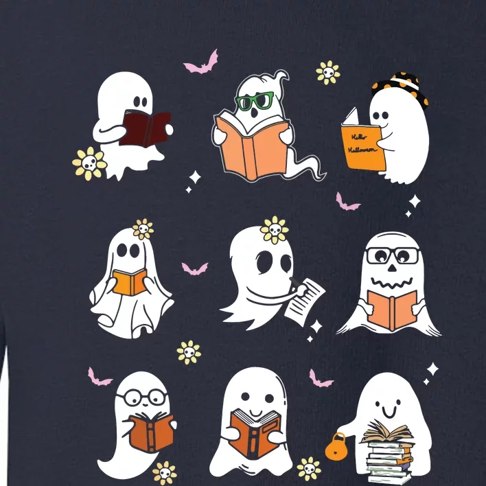 Ghosts Reading Books Teacher Halloween Librarian Toddler Sweatshirt