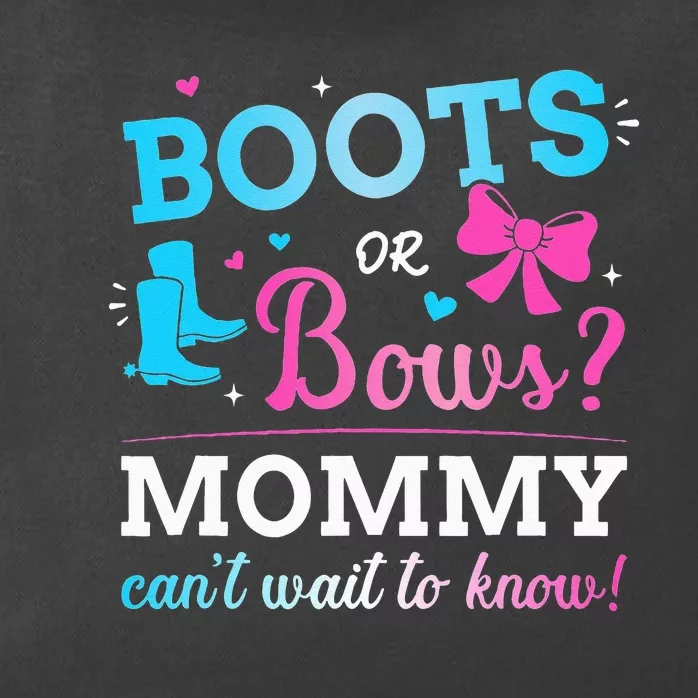 Gender reveal boots or bows mommy matching baby party Zip Tote Bag