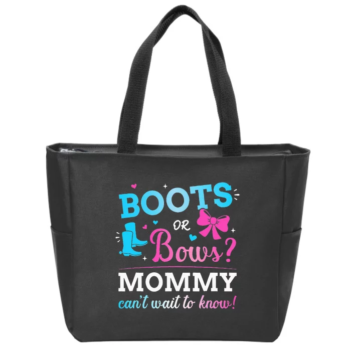 Gender reveal boots or bows mommy matching baby party Zip Tote Bag