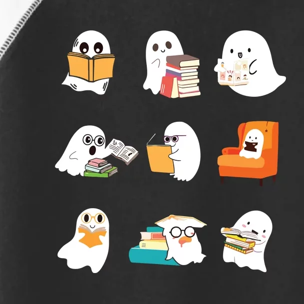 Ghost Reading Book Cute Teacher Halloween Ghost Book Lover Toddler Fine Jersey T-Shirt