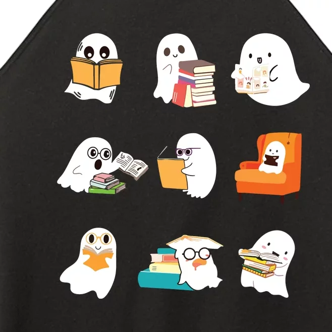 Ghost Reading Book Cute Teacher Halloween Ghost Book Lover Women’s Perfect Tri Rocker Tank