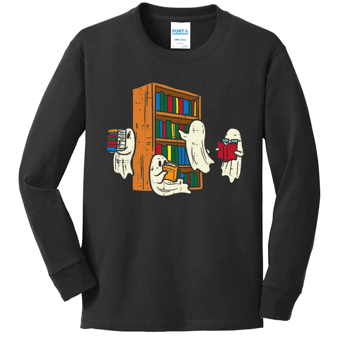 Ghosts Reading Books Teacher Halloween Librarian Boooks Kids Long Sleeve Shirt