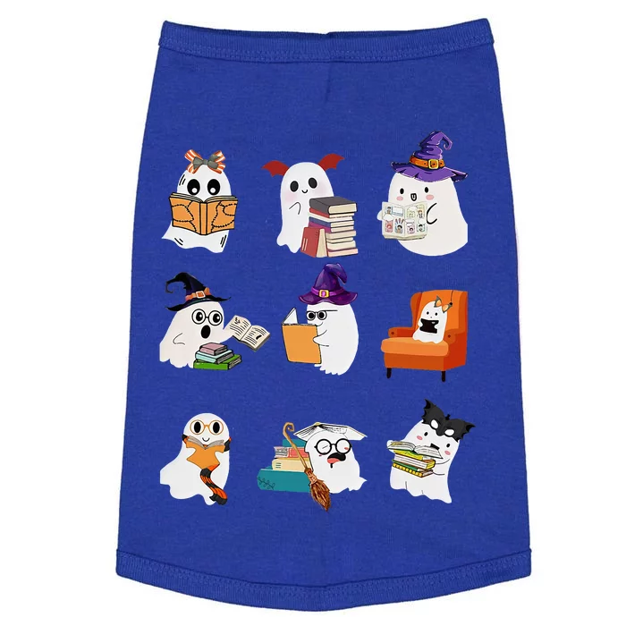 Ghosts Reading Books Teacher Halloween Librarian Cute Boooks Doggie Tank