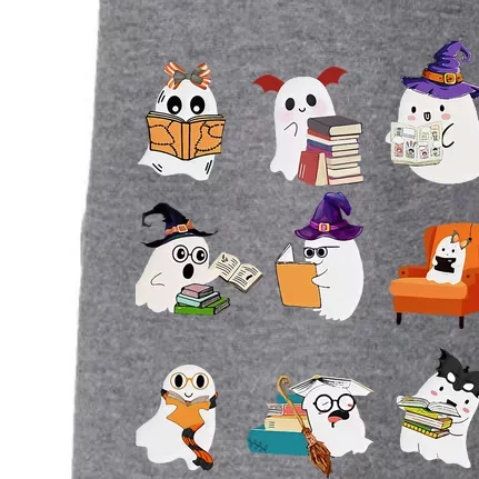 Ghosts Reading Books Teacher Halloween Librarian Cute Boooks Doggie 3-End Fleece Hoodie