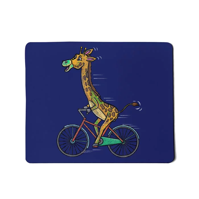 Giraffe Riding Bicycle Vintage Mousepad