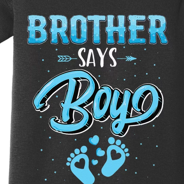 Gender reveal Brother says baby matching family set Baby Bodysuit