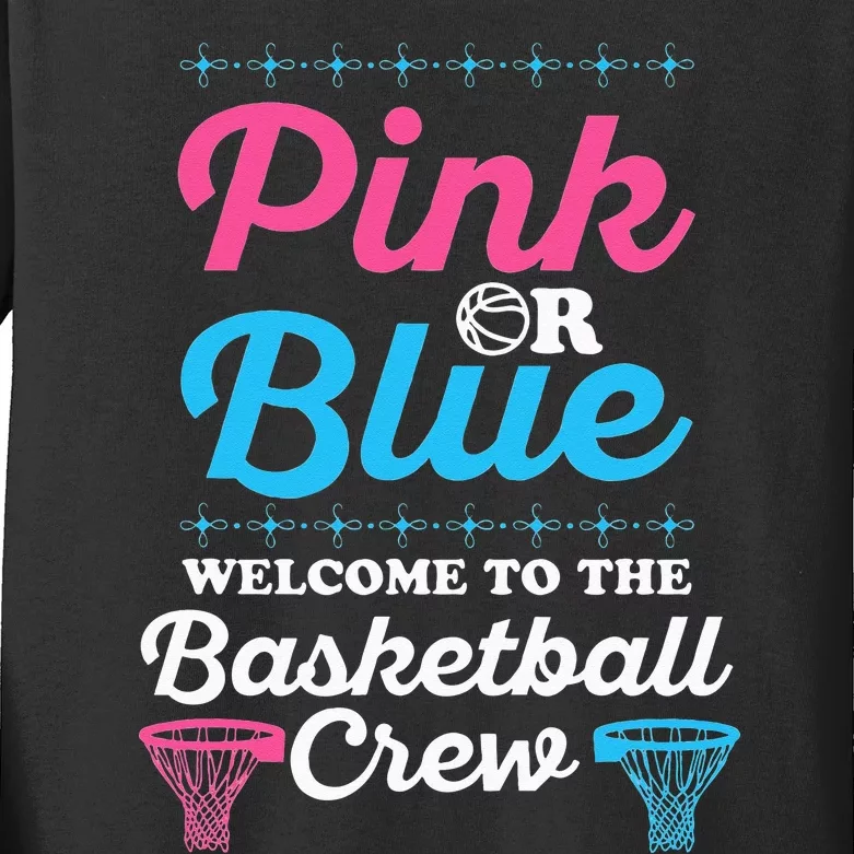 Gender Reveal Basketball Design for a Basketball Family Kids Long Sleeve Shirt