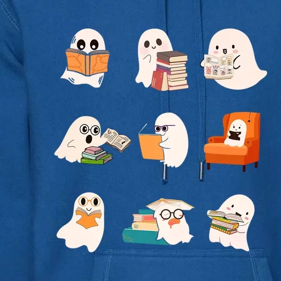 Ghost Reading Book Cute Teacher Halloween Ghost Book Lover Gift Premium Hoodie