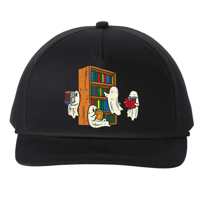 Ghosts Reading Books Teacher Halloween Librarian Boooks Snapback Five-Panel Rope Hat