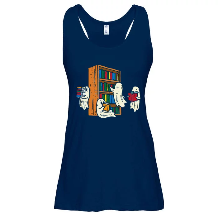 Ghosts Reading Books Teacher Halloween Librarian Boooks Ladies Essential Flowy Tank