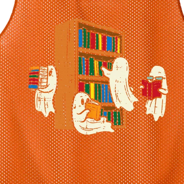 Ghosts Reading Books Teacher Halloween Librarian Boooks Mesh Reversible Basketball Jersey Tank