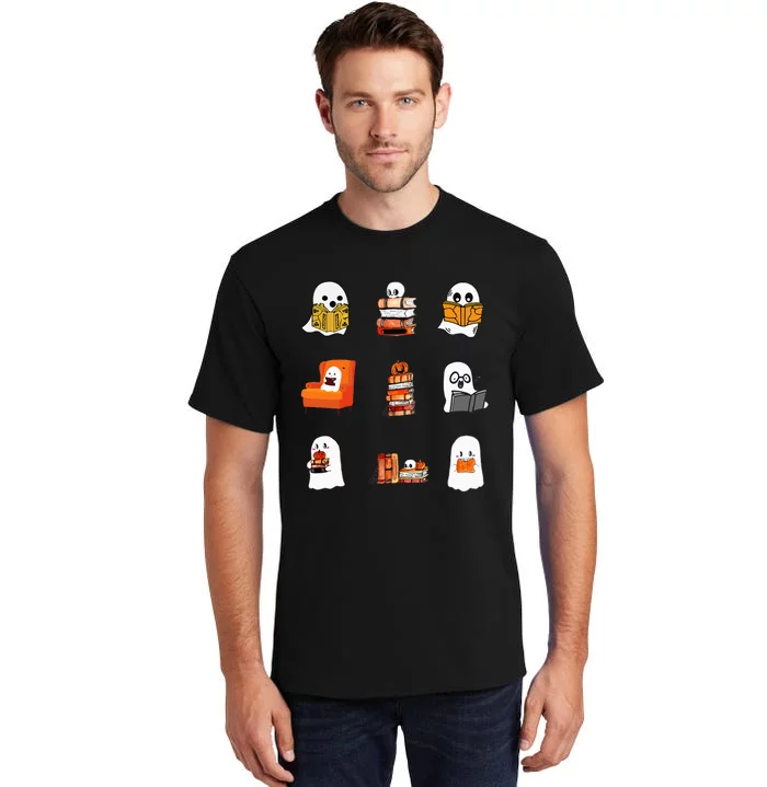 Ghosts Reading Books Teacher Halloween Librarian Cute Boooks Tall T-Shirt