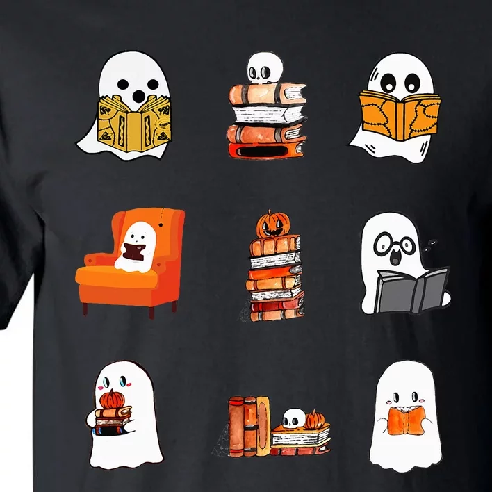 Ghosts Reading Books Teacher Halloween Librarian Cute Boooks Tall T-Shirt