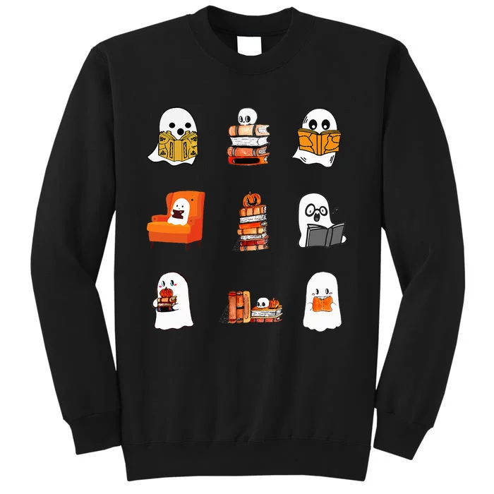 Ghosts Reading Books Teacher Halloween Librarian Cute Boooks Tall Sweatshirt