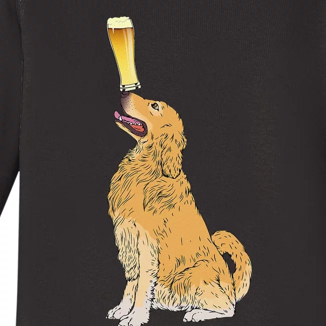 Golden Retriever Beer Lovers Craft Beer Baby Long Sleeve Bodysuit