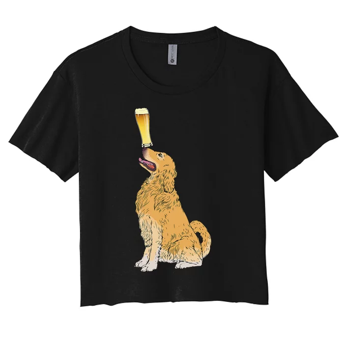 Golden Retriever Beer Lovers Craft Beer Women's Crop Top Tee