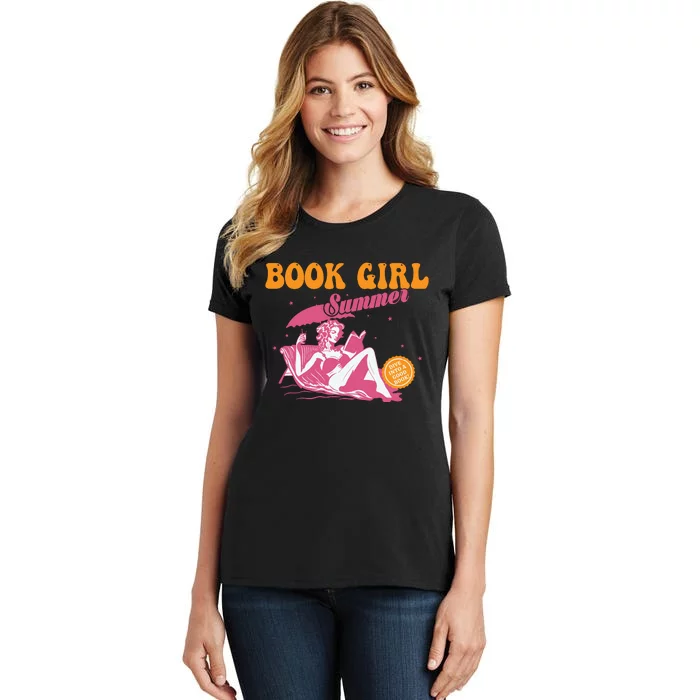 Girl Reading Book Summer Funny Beach Vacation For Book Lover Women's T-Shirt