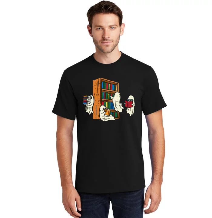 Ghosts Reading Books Teacher Halloween Librarian Boooks Tall T-Shirt