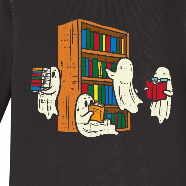 Ghosts Reading Books Teacher Halloween Librarian Boooks Baby Long Sleeve Bodysuit