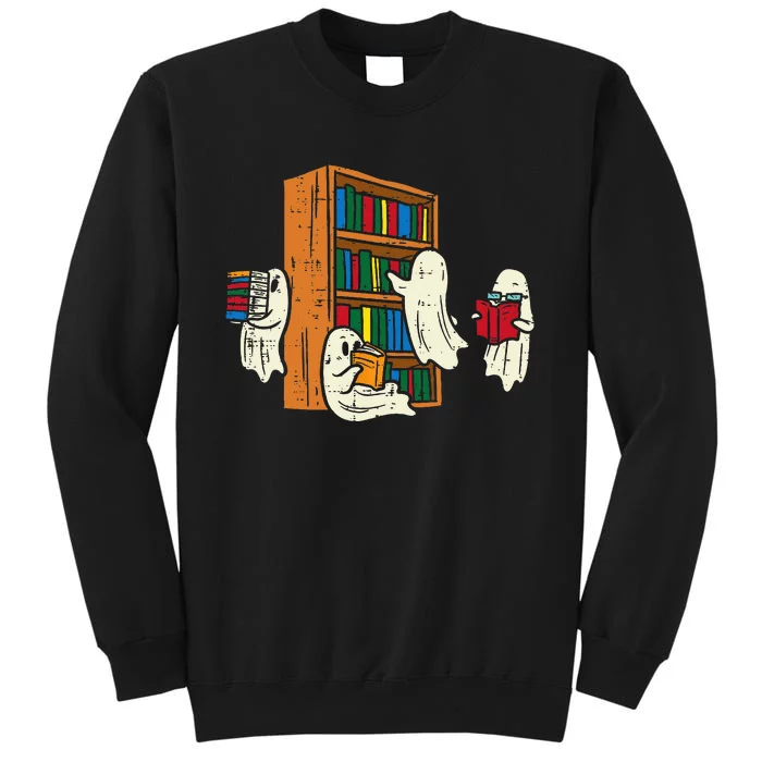 Ghosts Reading Books Teacher Halloween Librarian Boooks Tall Sweatshirt