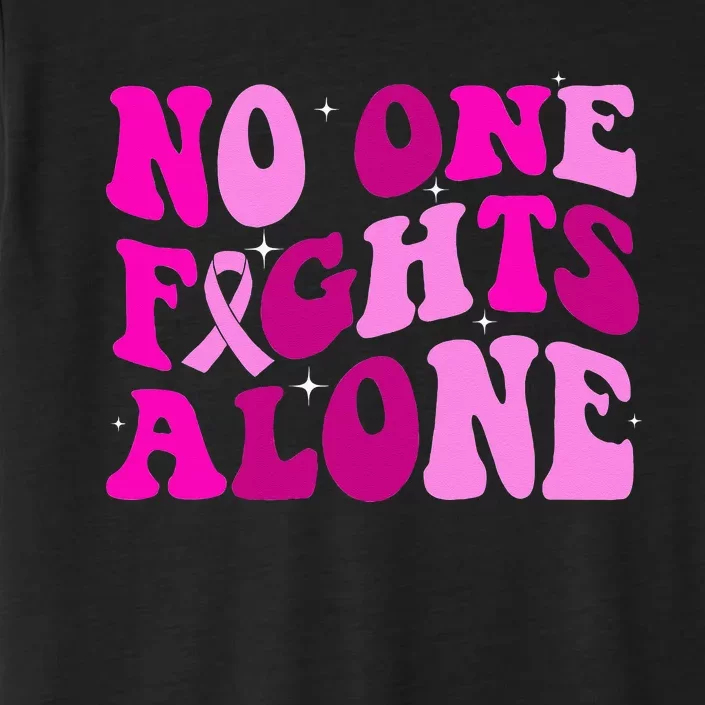 Groovy Retro Breast Cancer Awareness No One Fight Alone ChromaSoft Performance T-Shirt