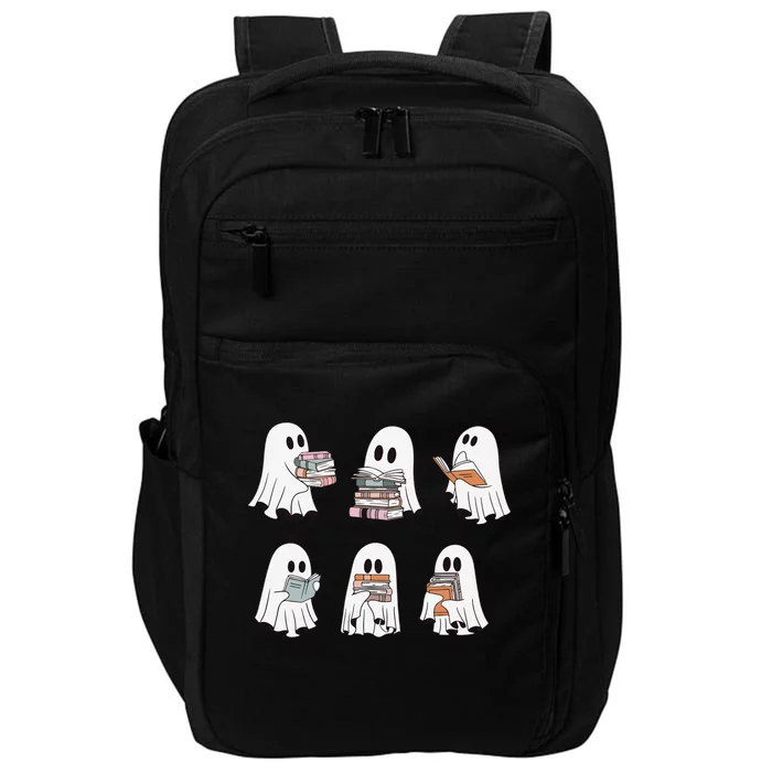 Ghost Reading Books Bookish Halloween Teacher Impact Tech Backpack