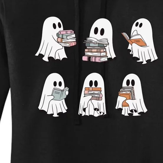 Ghost Reading Books Bookish Halloween Teacher Women's Pullover Hoodie