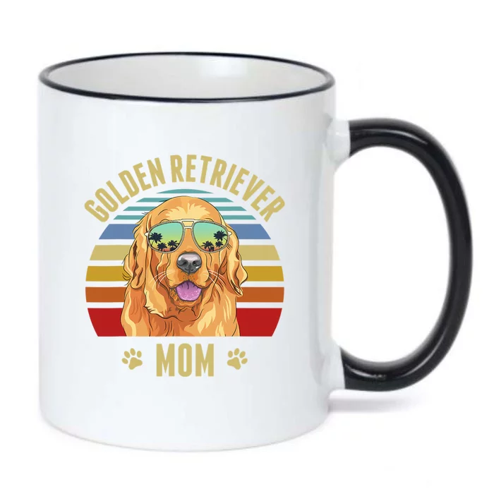 Golden Retriever Best Dog Mom Ever Retro Sunset Beach Vibe Black Color Changing Mug