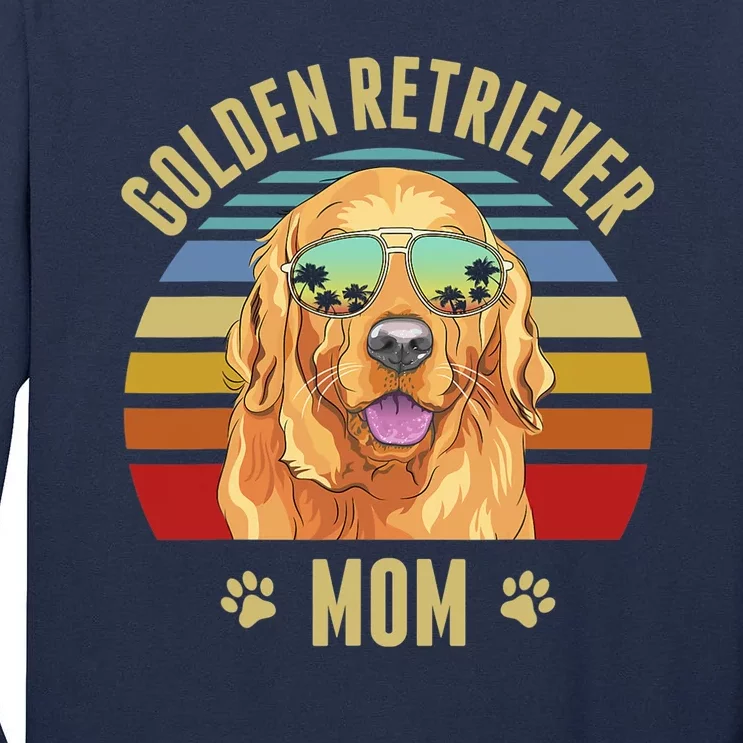 Golden Retriever Best Dog Mom Ever Retro Sunset Beach Vibe Tall Long Sleeve T-Shirt