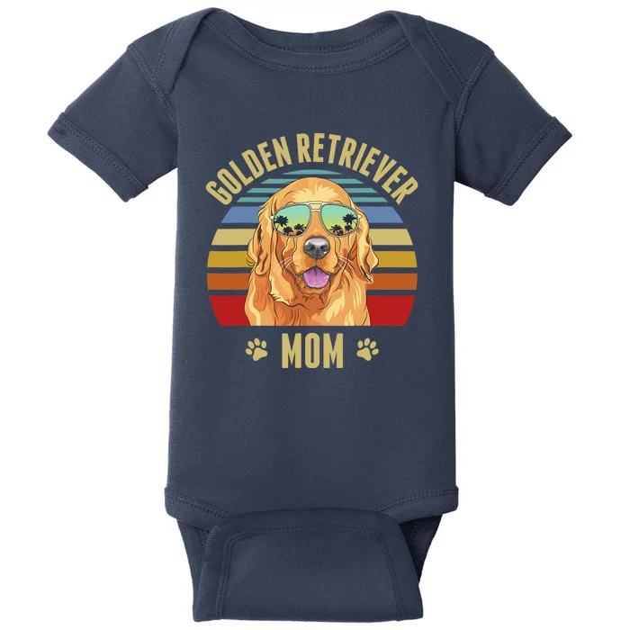 Golden Retriever Best Dog Mom Ever Retro Sunset Beach Vibe Baby Bodysuit