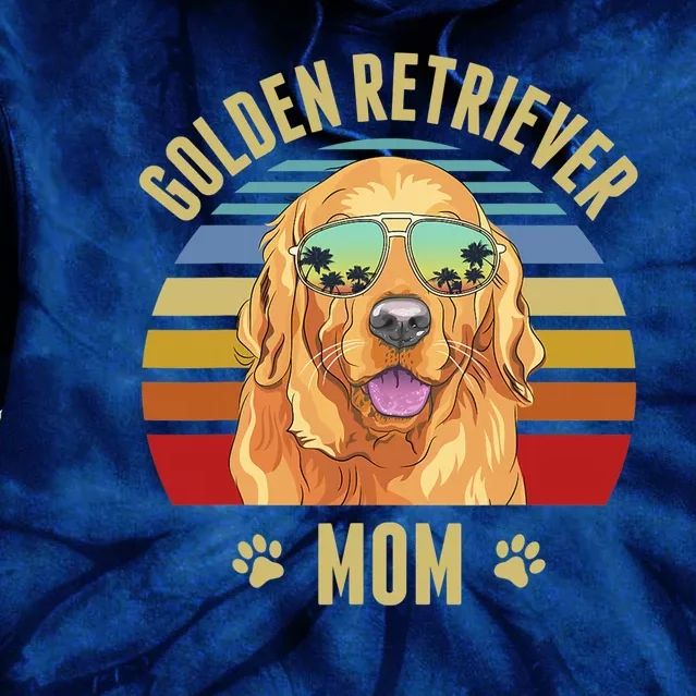 Golden Retriever Best Dog Mom Ever Retro Sunset Beach Vibe Tie Dye Hoodie