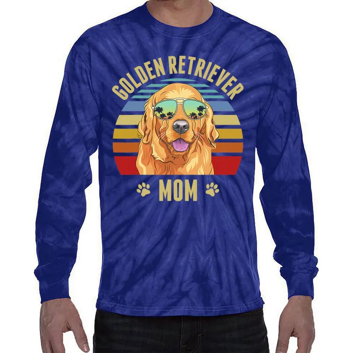 Golden Retriever Best Dog Mom Ever Retro Sunset Beach Vibe Tie-Dye Long Sleeve Shirt