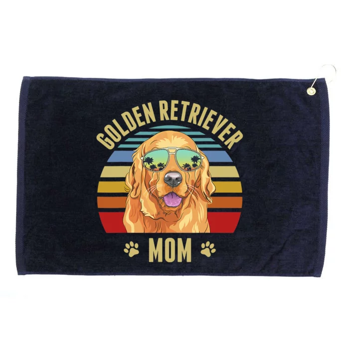 Golden Retriever Best Dog Mom Ever Retro Sunset Beach Vibe Grommeted Golf Towel