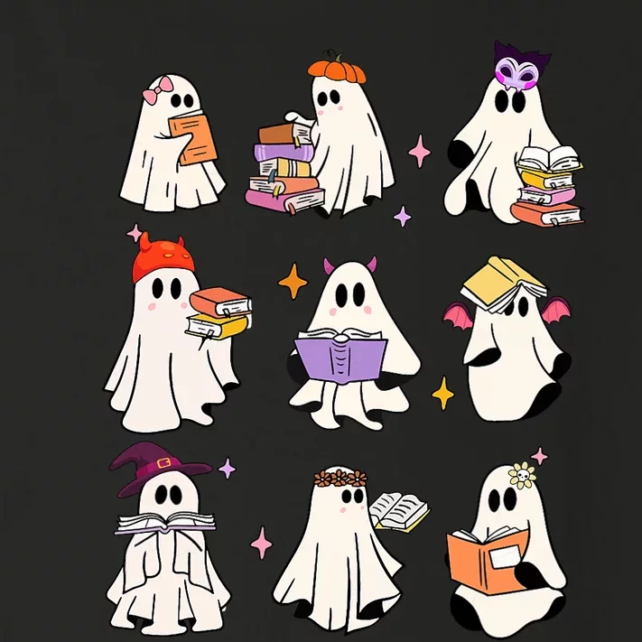 Ghost Reading Book Cute Teacher Halloween Ghost Book Lover Toddler Long Sleeve Shirt