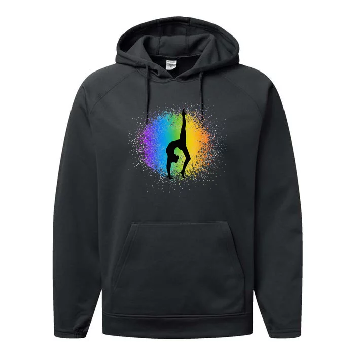 Gymnastics Rainbow Colors Acrobatic Acro Gymnast Performance Fleece Hoodie