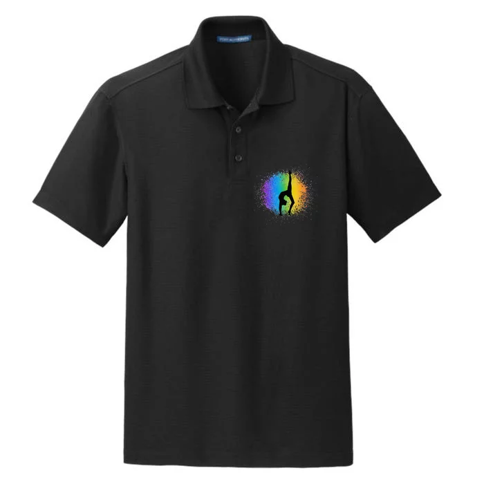 Gymnastics Rainbow Colors Acrobatic Acro Gymnast Dry Zone Grid Performance Polo