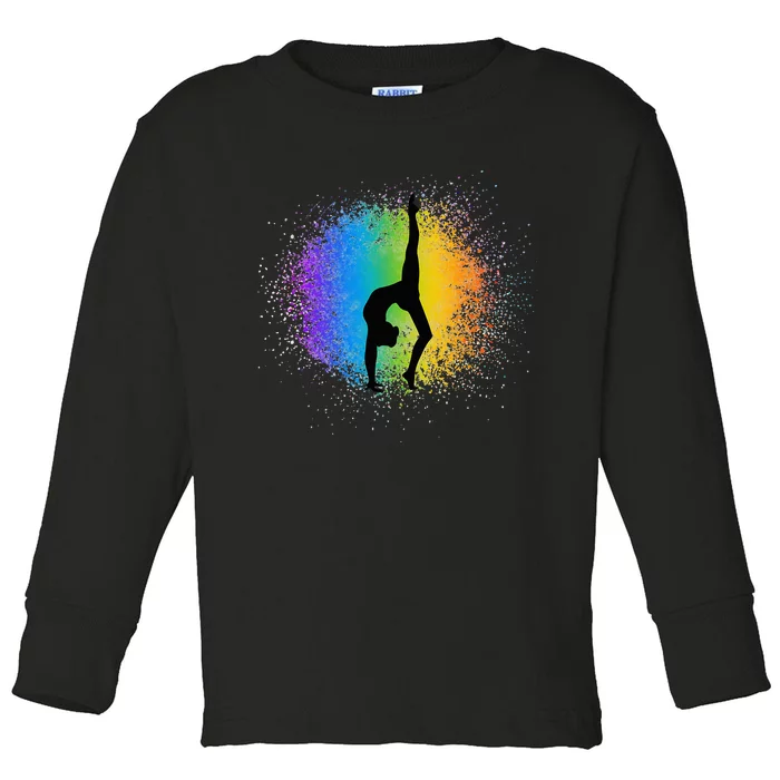 Gymnastics Rainbow Colors Acrobatic Acro Gymnast Toddler Long Sleeve Shirt