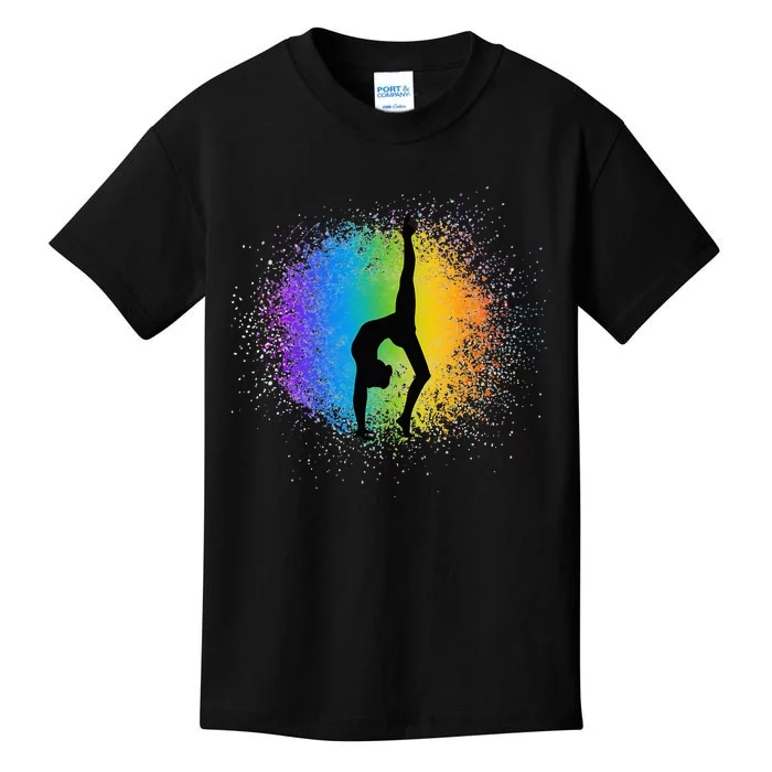 Gymnastics Rainbow Colors Acrobatic Acro Gymnast Kids T-Shirt