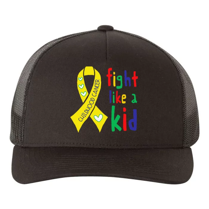 Golden Ribbon Childhood Cancer Awareness Month Support Gift Yupoong Adult 5-Panel Trucker Hat