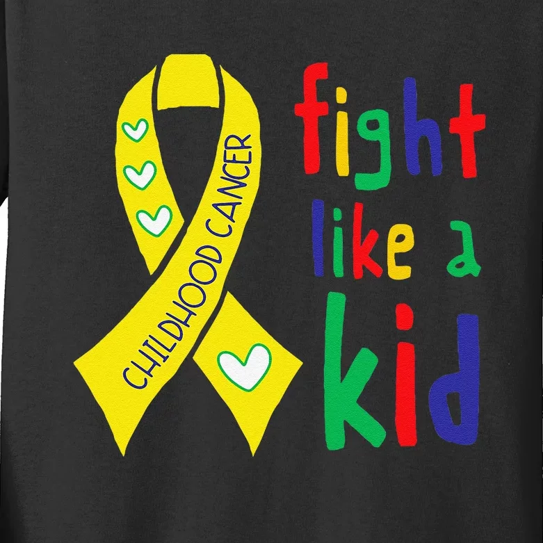 Golden Ribbon Childhood Cancer Awareness Month Support Gift Kids Long Sleeve Shirt