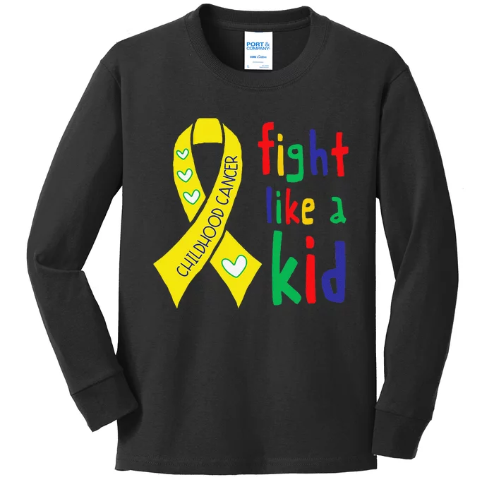 Golden Ribbon Childhood Cancer Awareness Month Support Gift Kids Long Sleeve Shirt