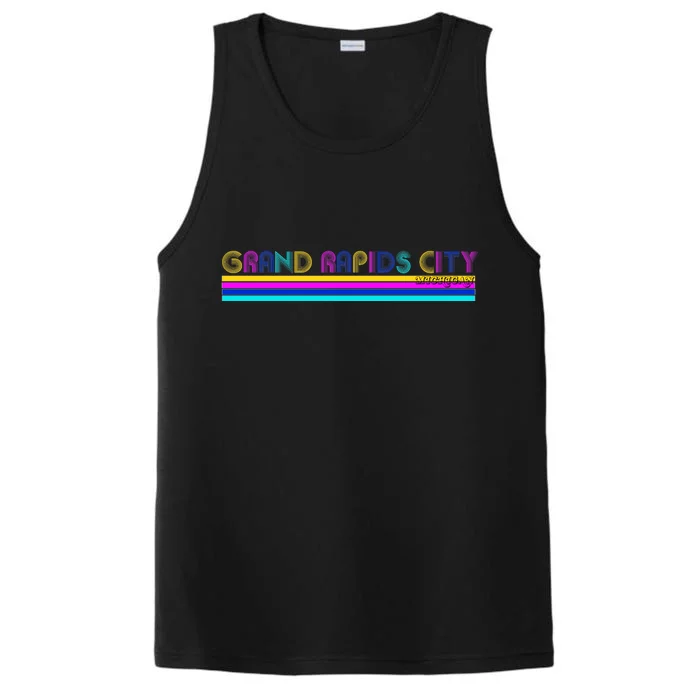 Grand Rapids City Michigan Retro Logo Performance Tank