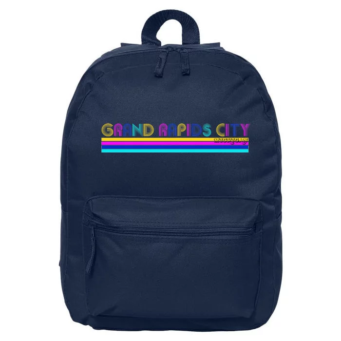 Grand Rapids City Michigan Retro Logo 16 in Basic Backpack