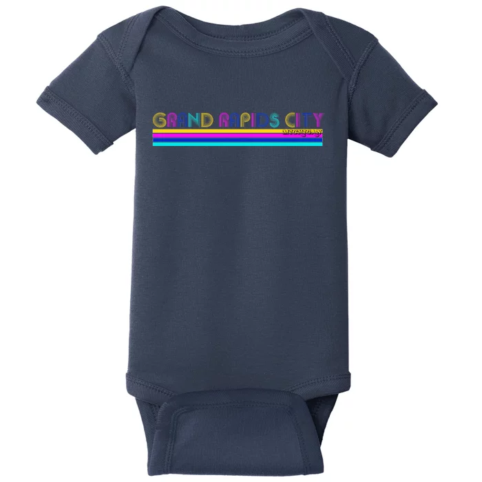 Grand Rapids City Michigan Retro Logo Baby Bodysuit