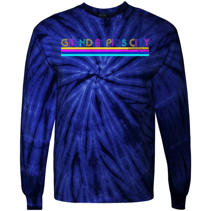 Grand Rapids City Michigan Retro Logo Tie-Dye Long Sleeve Shirt