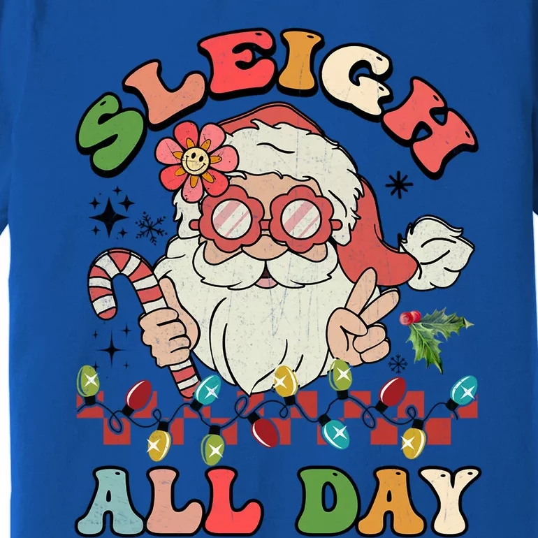 Groovy Retro Christmas Sleigh All Day Cute Santa Sleigh Xmas Meaningful Gift Premium T-Shirt